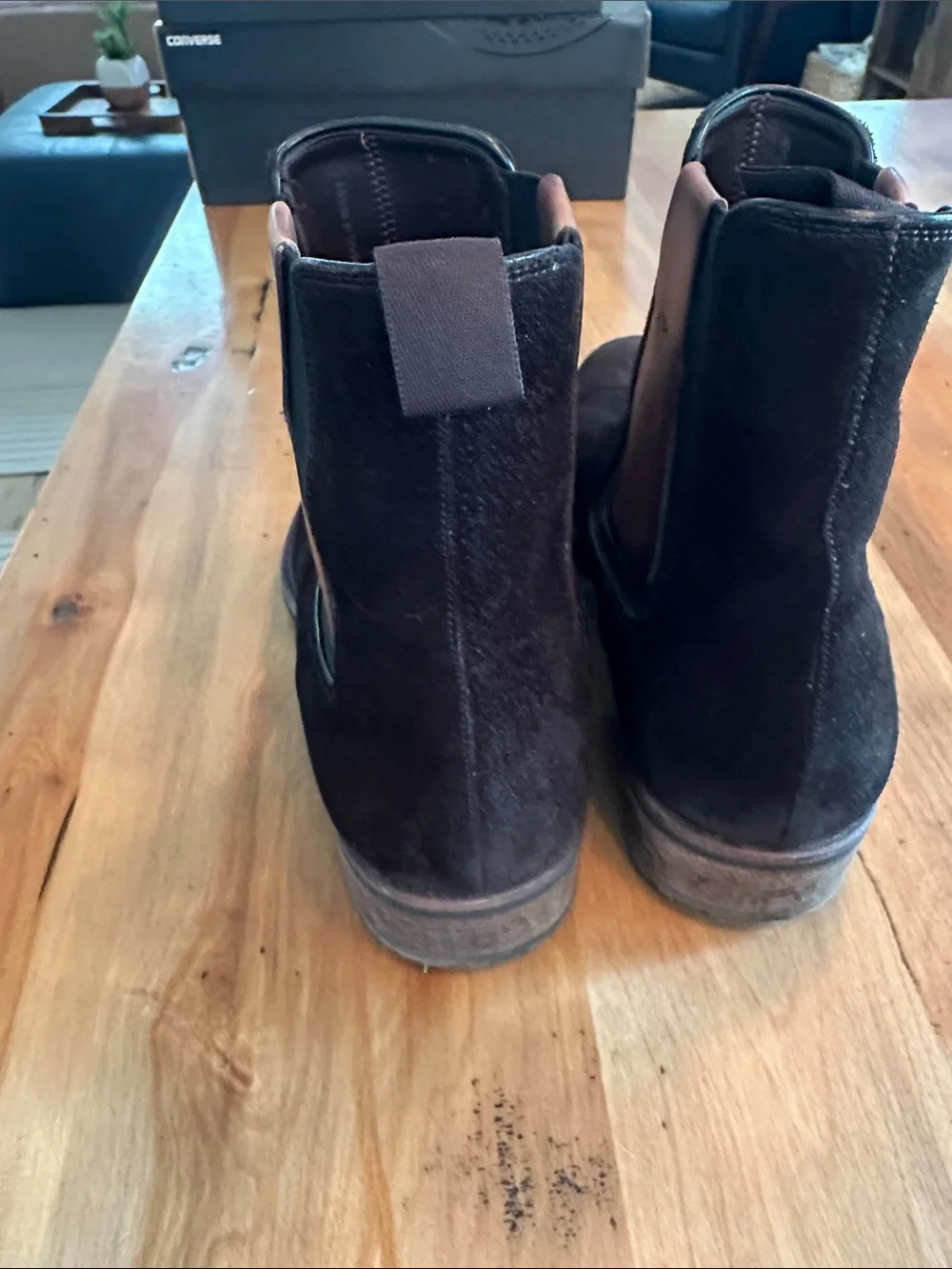 Magnanni Black Suede Chukka Boots with Brown Pull Tabs
